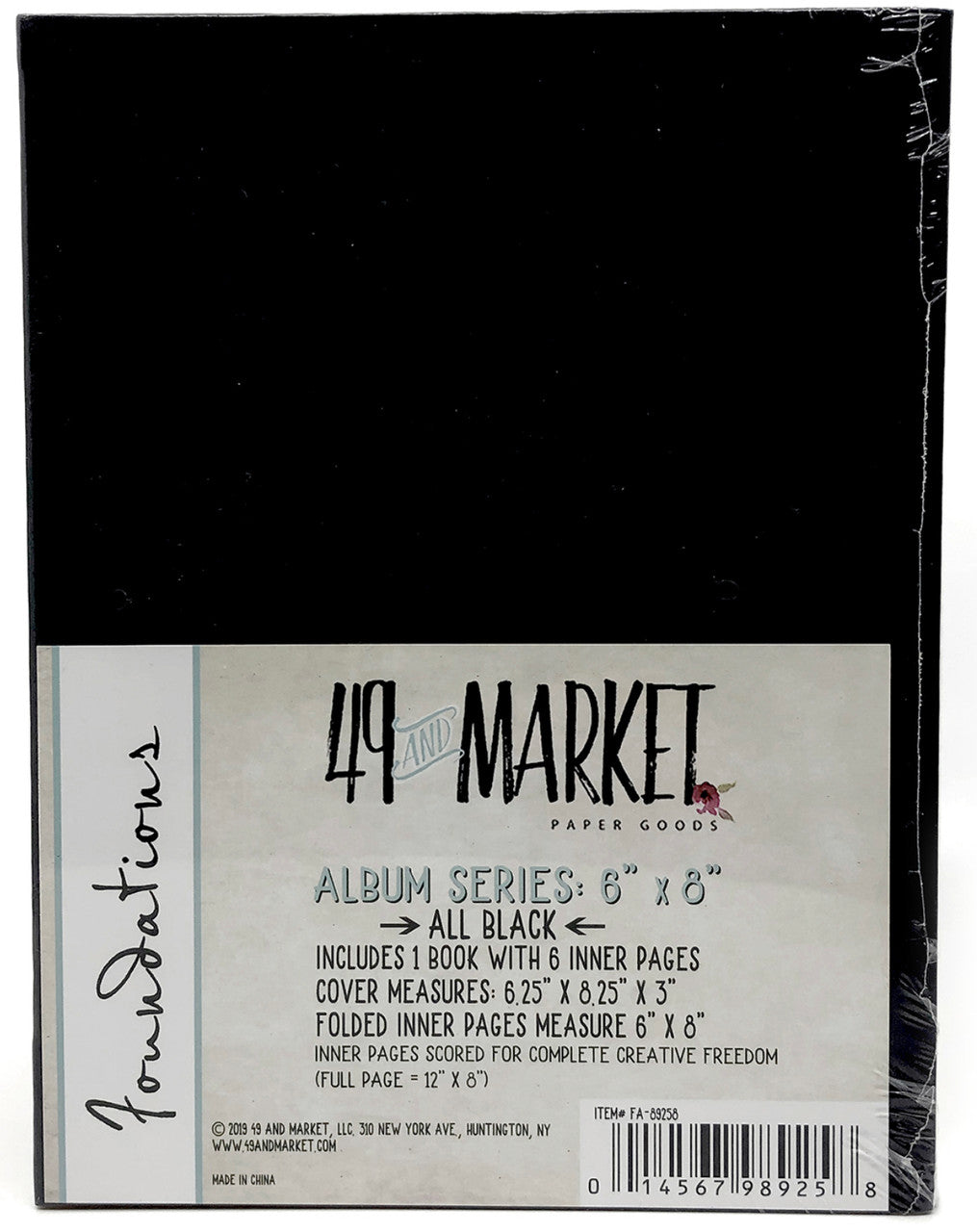Serie de álbumes 49 y Market Foundations, negro, 6" x 8"